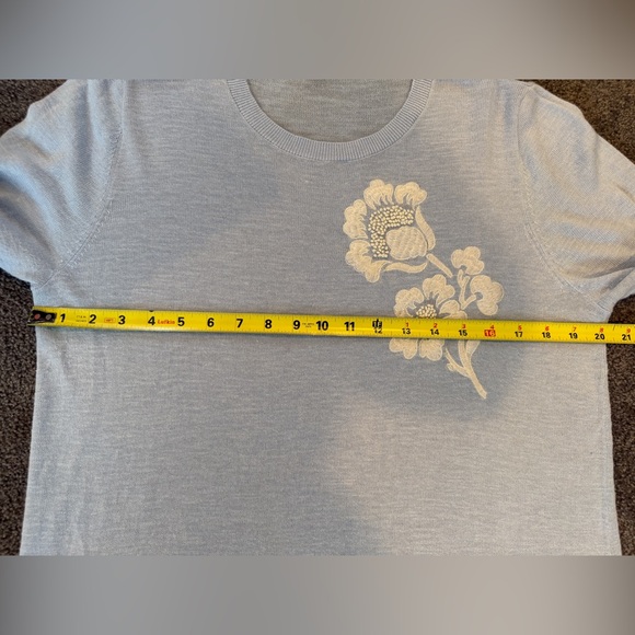 Loft light blue floral embroidered sweater - Picture 6 of 10